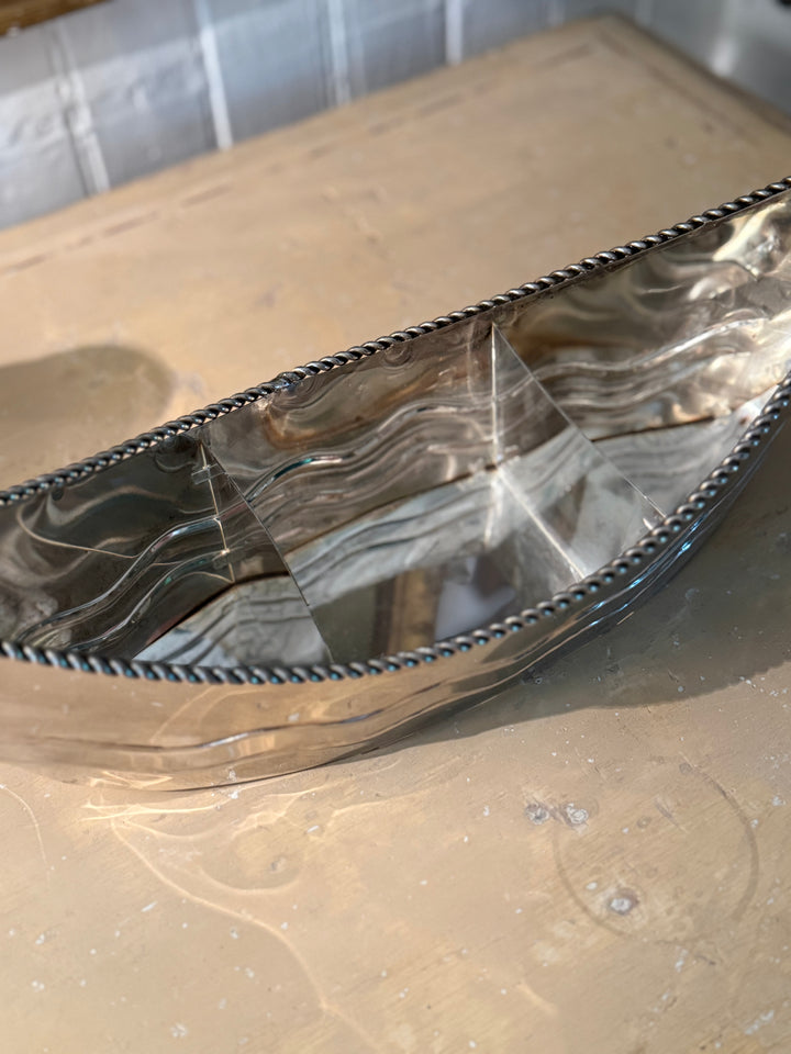 Vintage Silver Boat Server
