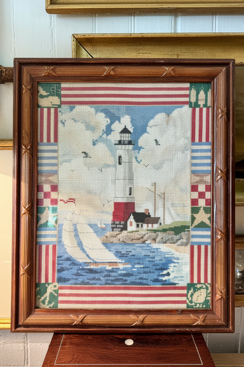 Needlepoint Lighthouse Framed Art