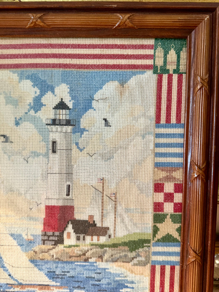 Needlepoint Lighthouse Framed Art