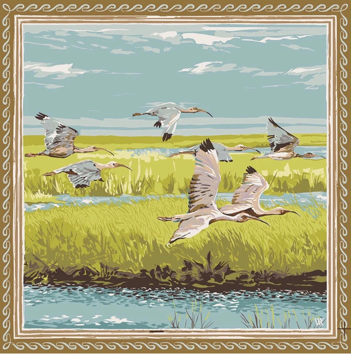 Marsh Birds Silk Scarves 25x25