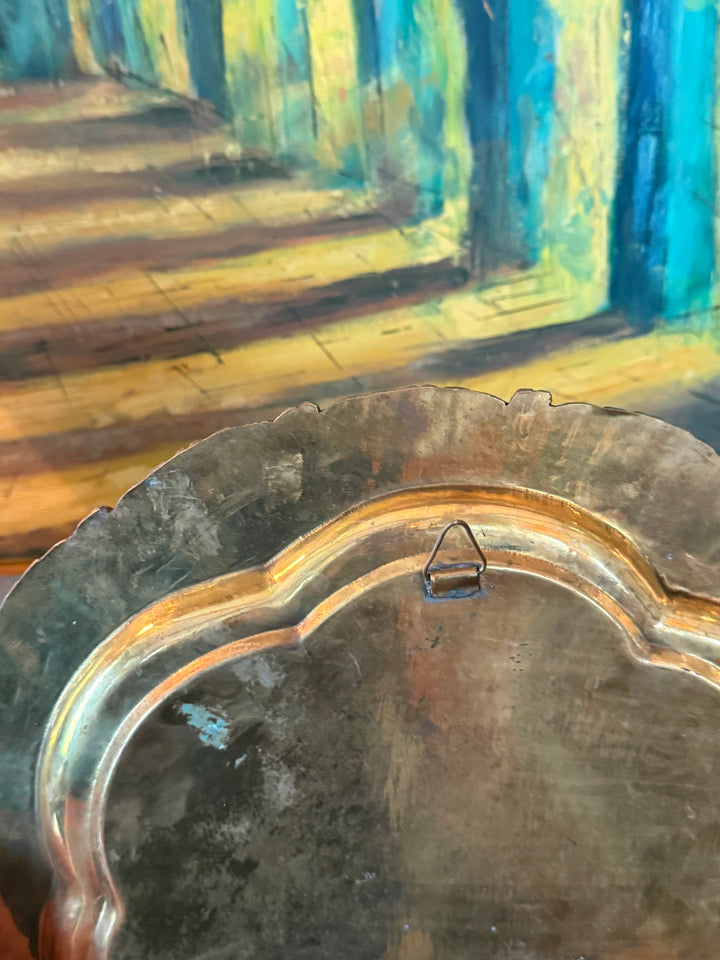 Round Brass Tray with Scallop Detail