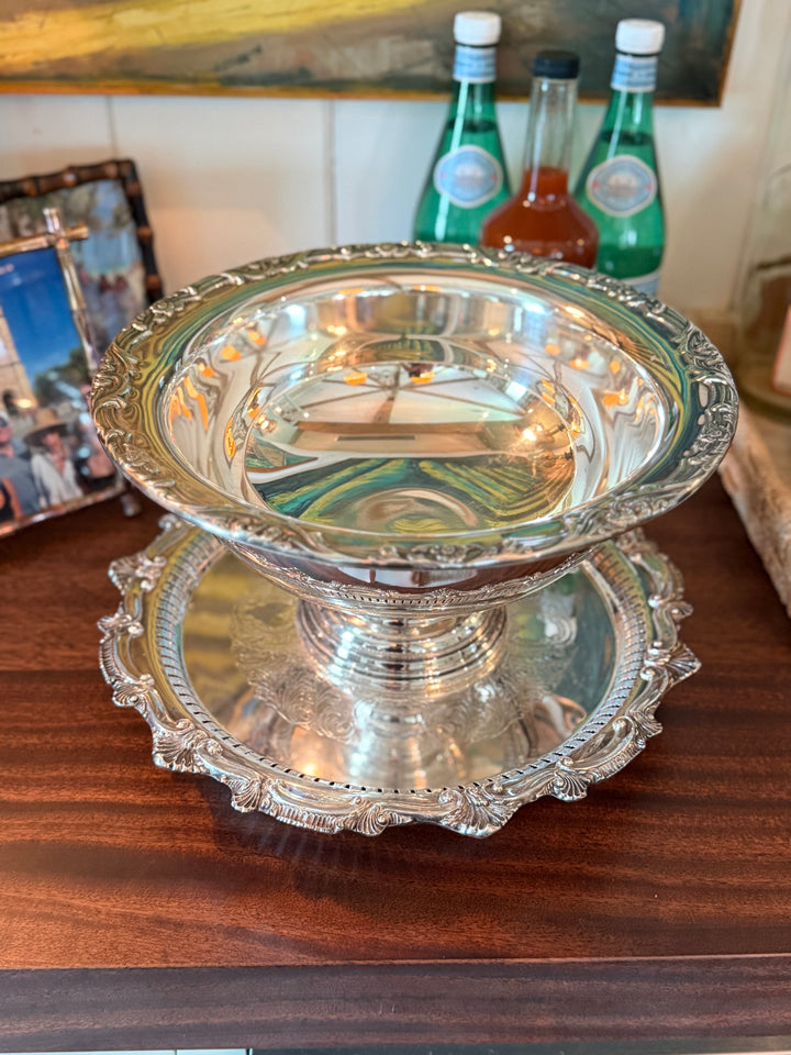 Pedestal Silver Plate Centerpiece Bowl