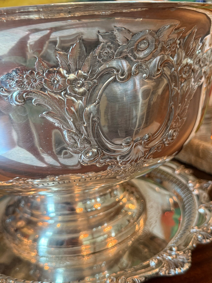 Floral Crest Silver Plate Wine Chiller