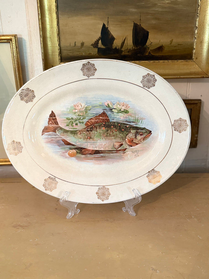 Antique Fish Platter w/ gold leaf detail