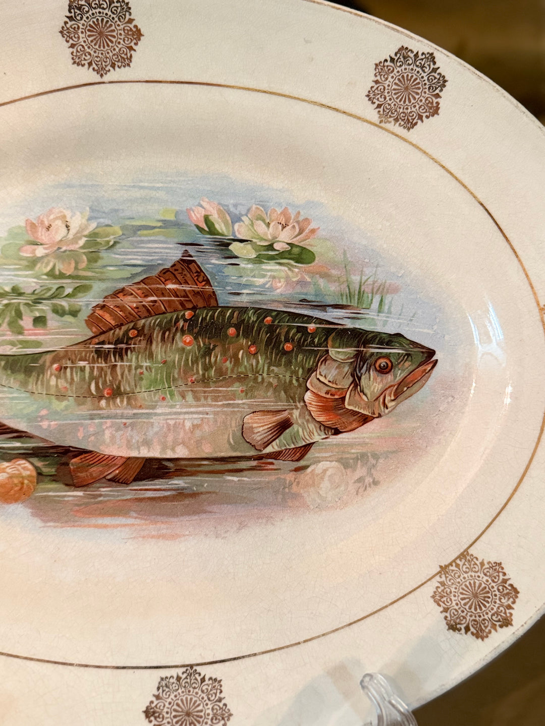 Antique Fish Platter w/ gold leaf detail