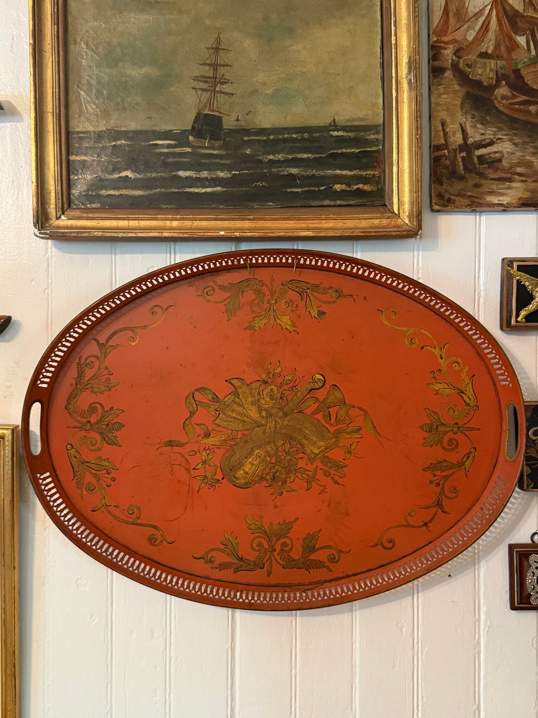 Antique Tole Gallery Tray