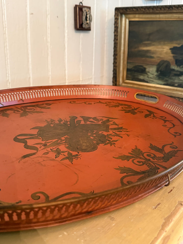 Antique Tole Gallery Tray