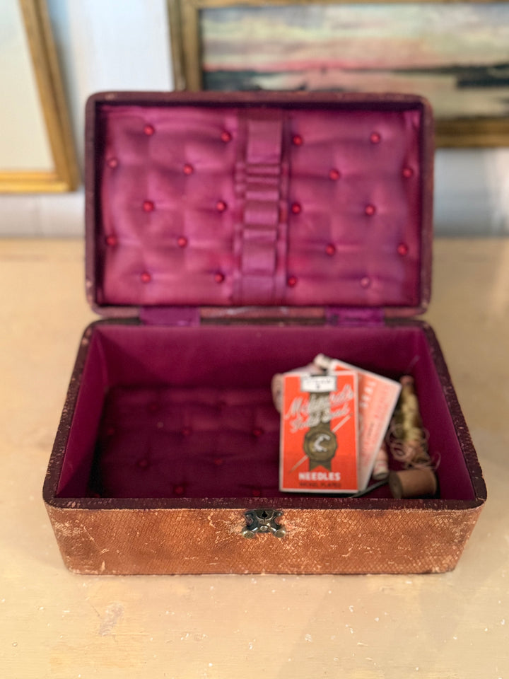 Antique Leather Sewing Box