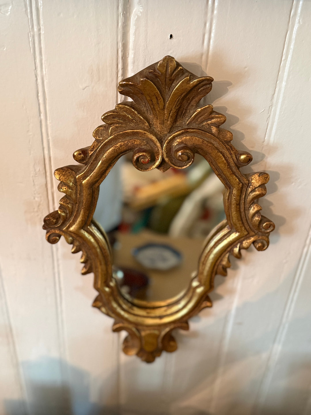 Gold leaf Italian petite mirror