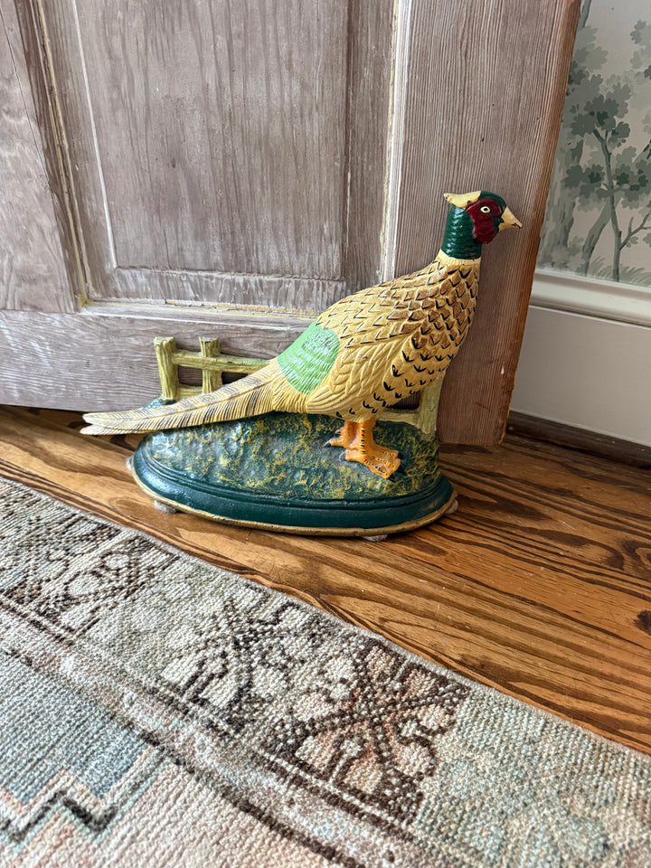 Vintage hand painted cast iron  Pheasant Doorstop