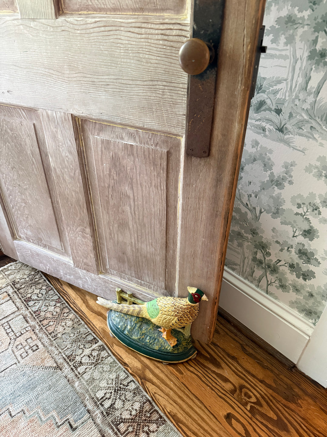 Vintage hand painted cast iron  Pheasant Doorstop