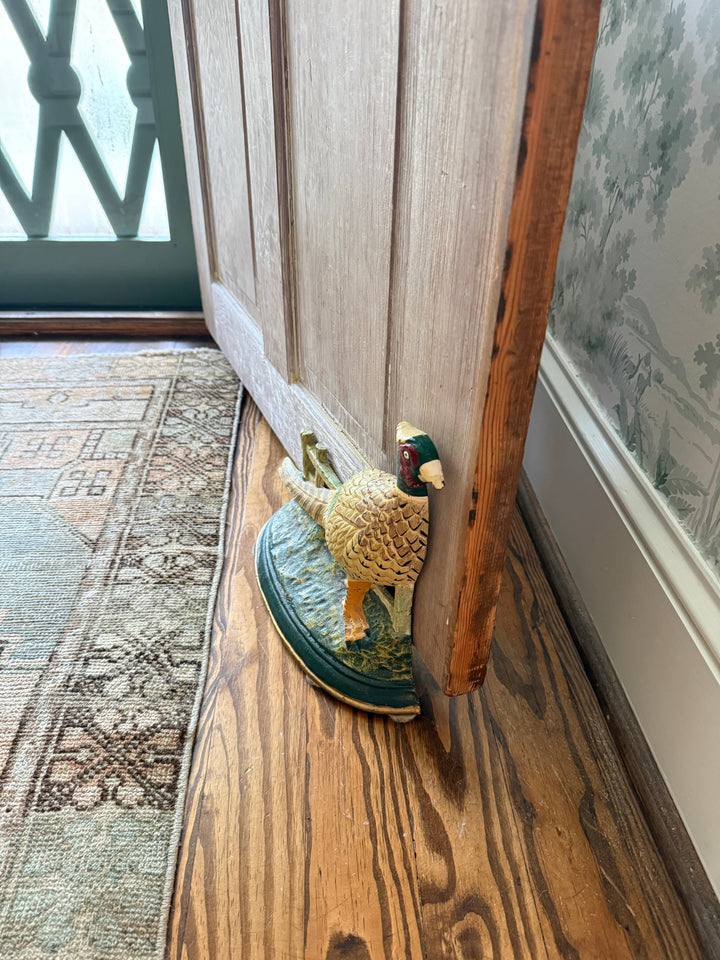 Vintage hand painted cast iron  Pheasant Doorstop