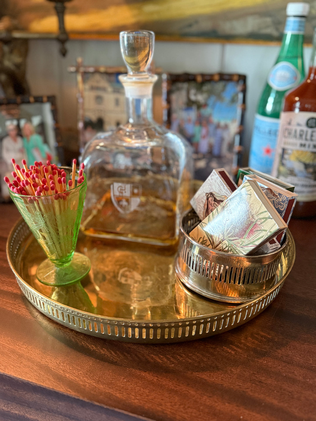 Round Brass Gallery Tray
