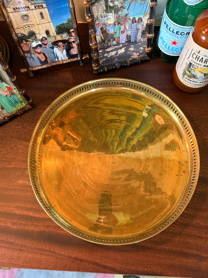 Round Brass Gallery Tray