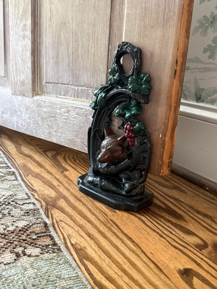 Original 19th century cast iron Doorstop with fox head