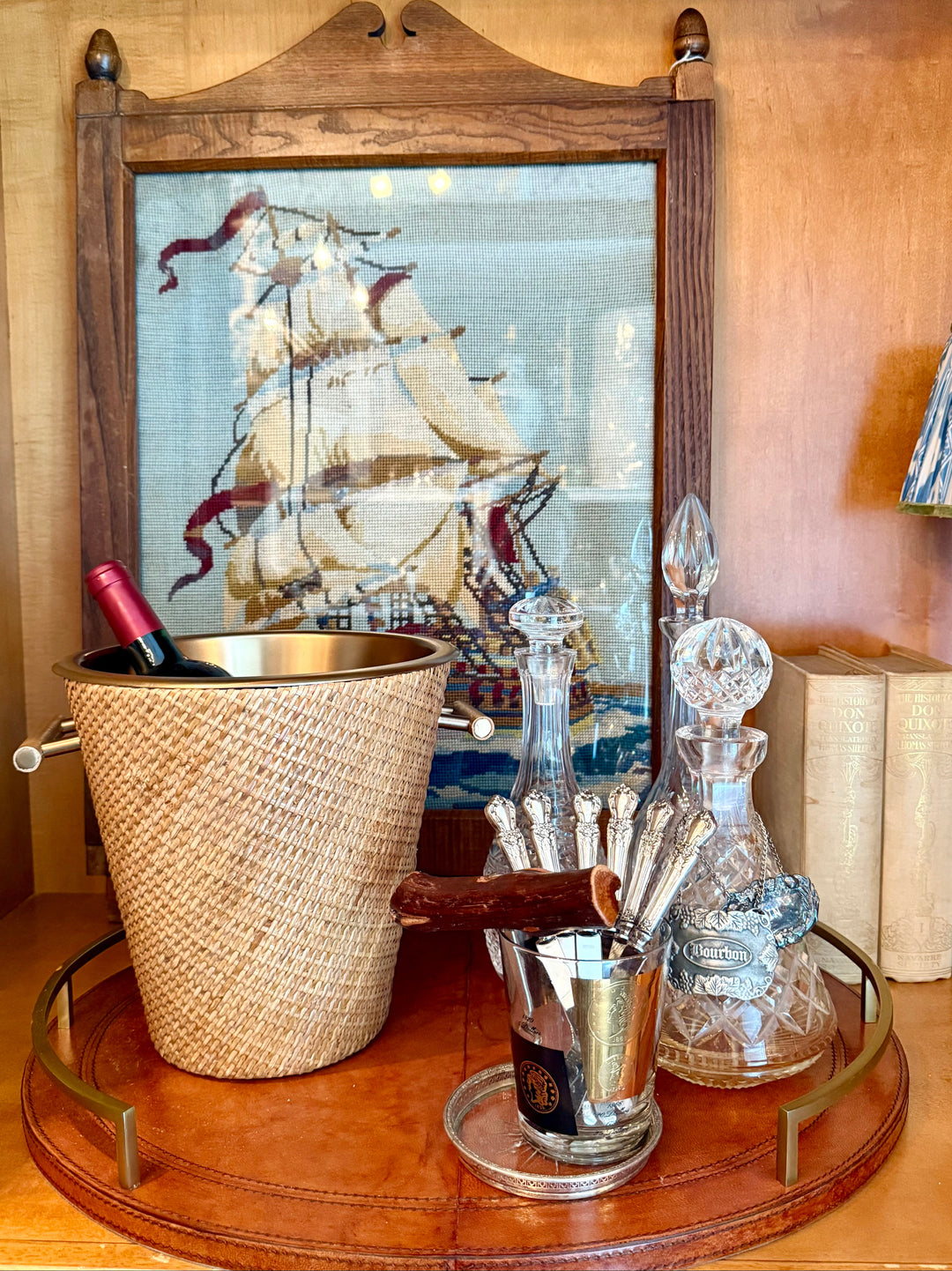 Rattan & Brass Ice Bucket