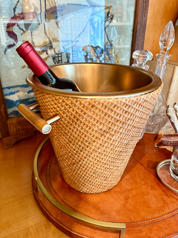 Rattan & Brass Ice Bucket
