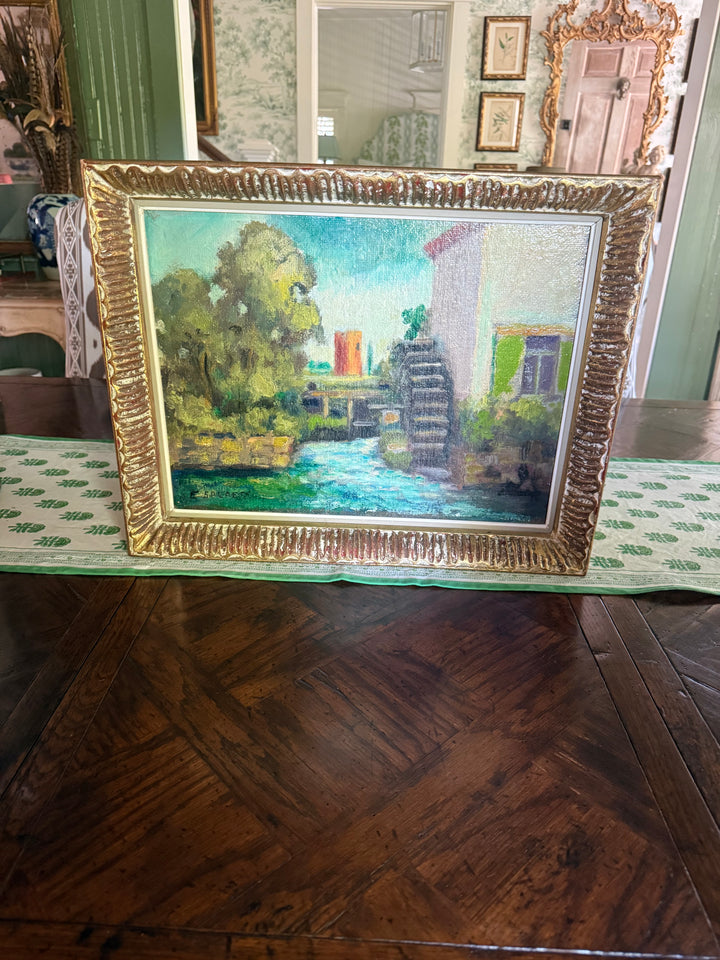 English Oil Painting with Gold Leaf Frame