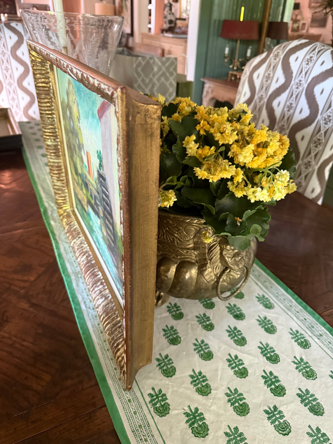 English Oil Painting with Gold Leaf Frame