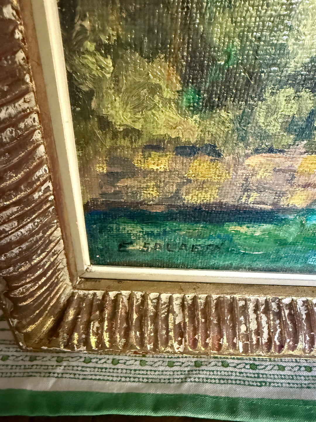 English Oil Painting with Gold Leaf Frame