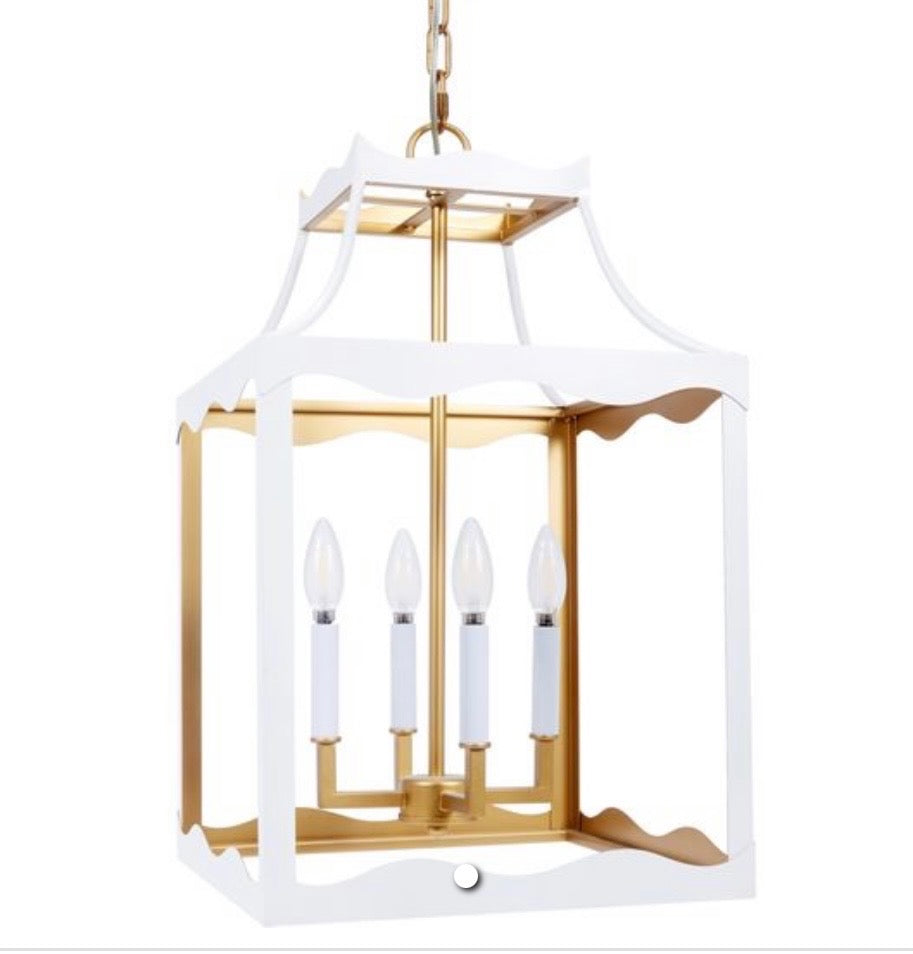 Glossy White & Gold Metal Lantern – Ellie Proctor Antiques & Fine Things