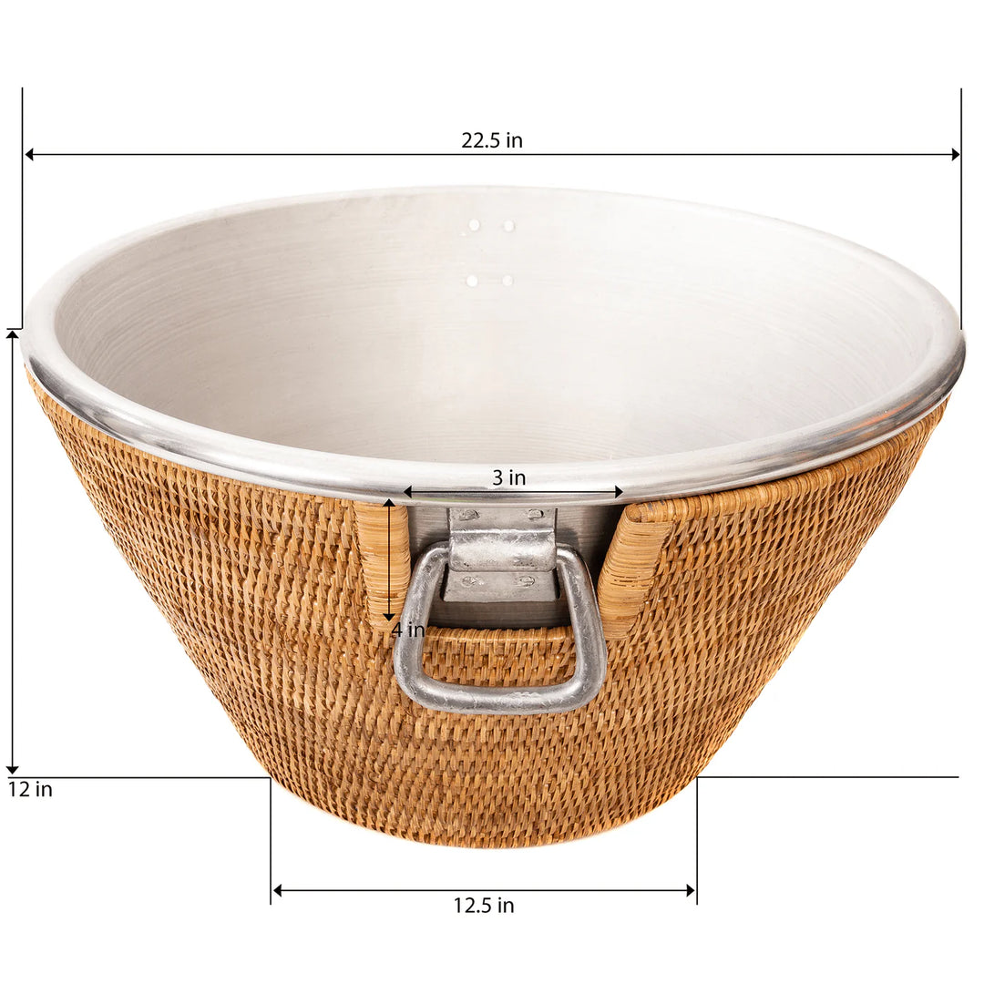 Aluminum & Rattan Ice Bucket