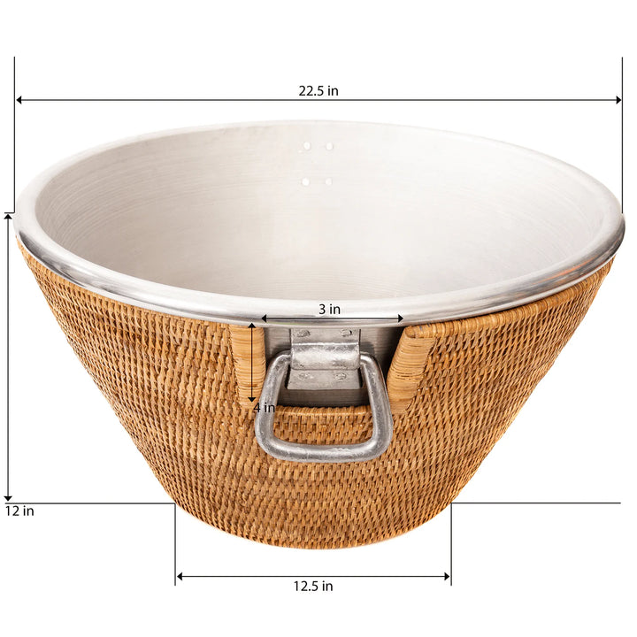 Aluminum & Rattan Ice Bucket