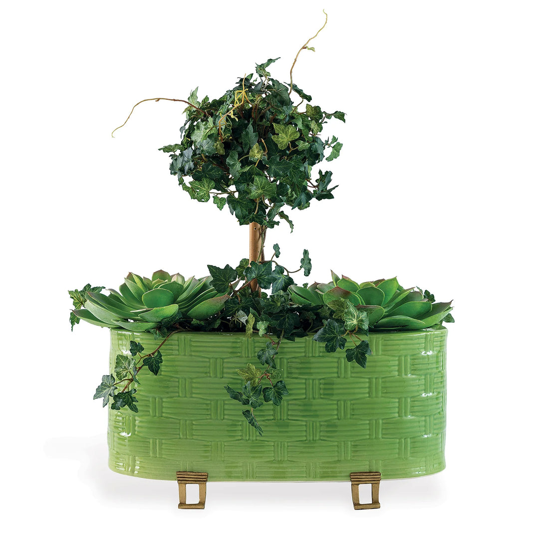 Basketweave Planter - Green