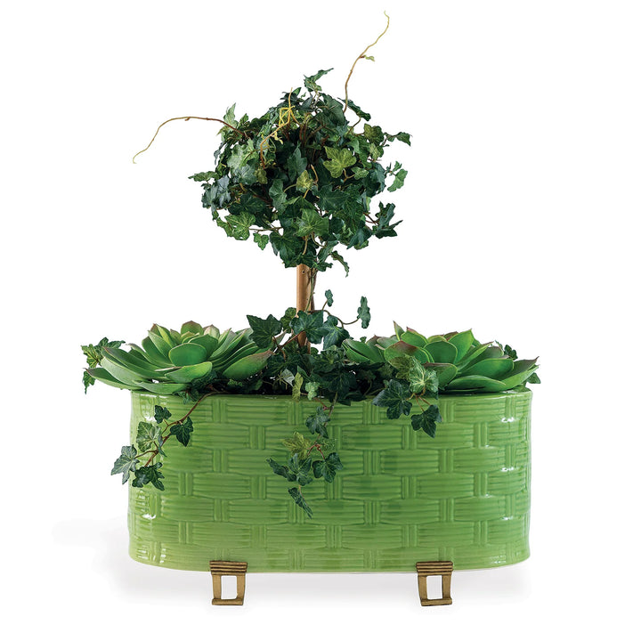 Basketweave Planter - Green