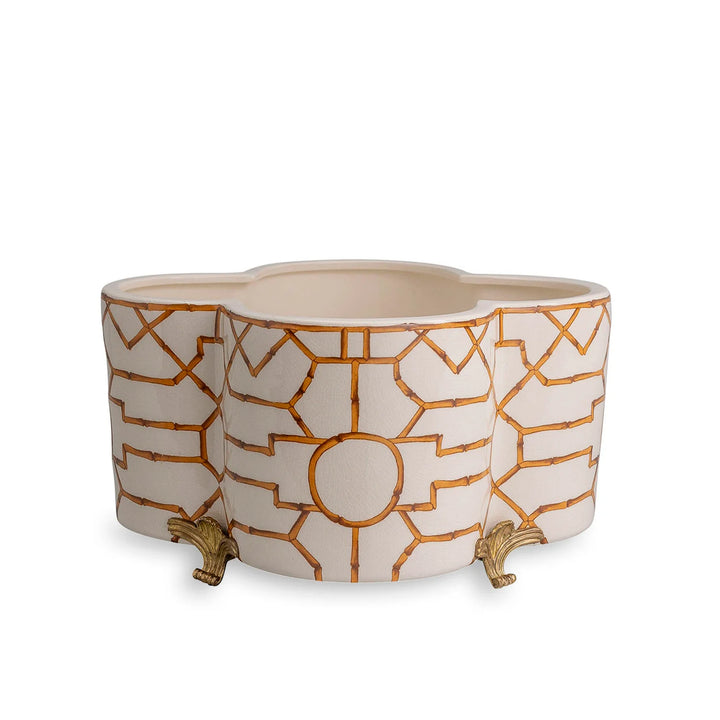 Bamboo Footed Ceramic Planter