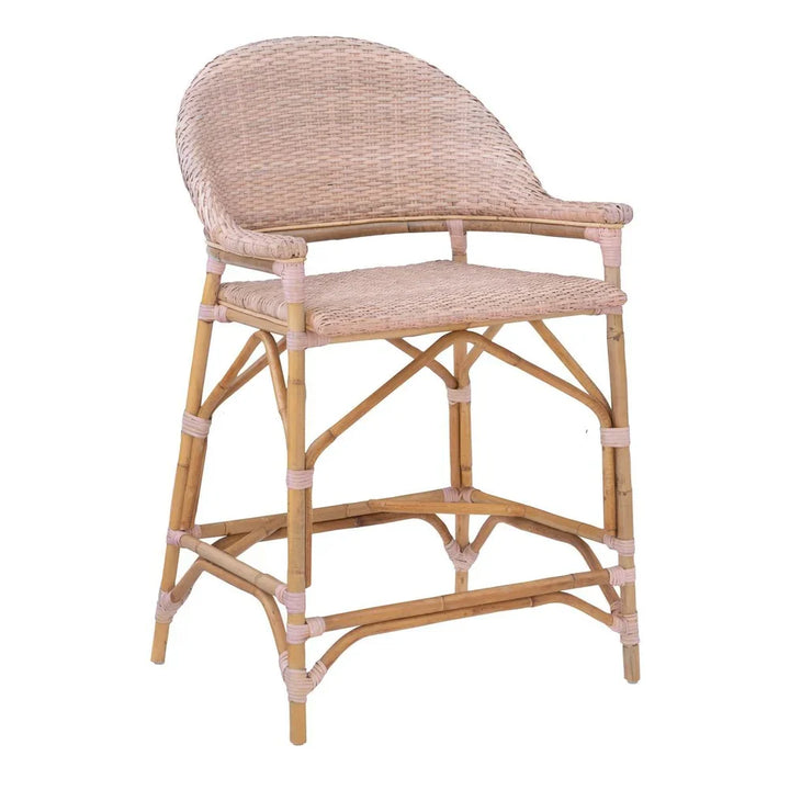 Woven Bamboo Counter Chair - Blush
