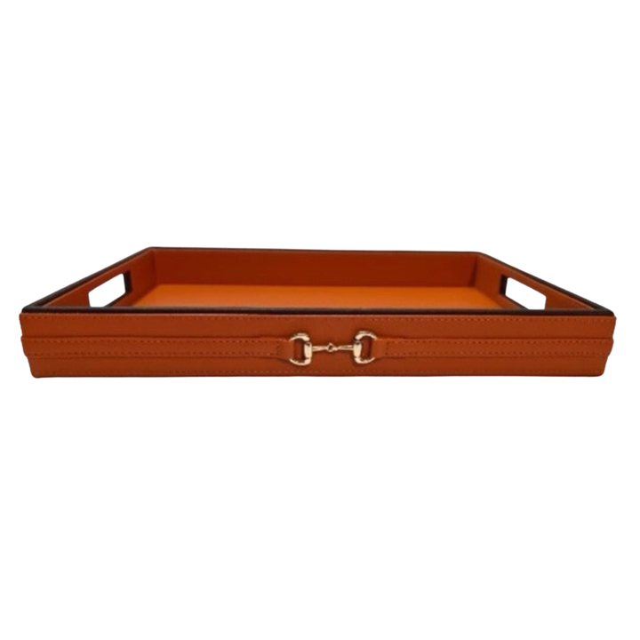 Orange Leather Horsebit Tray