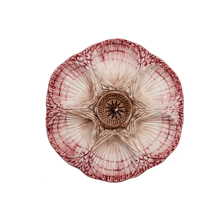 Set of Hand-Painted Oyster Plates - Pink