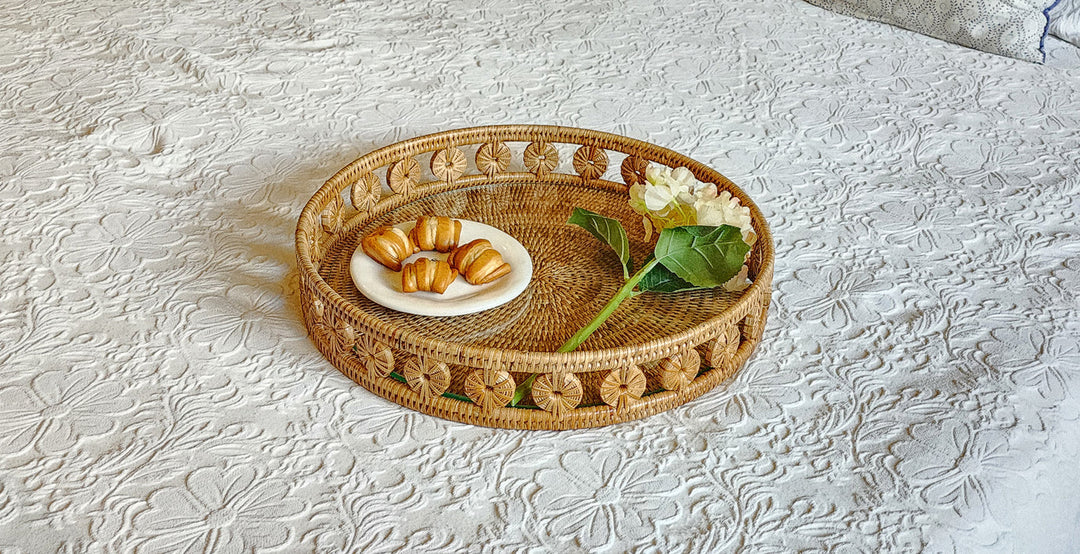 Round Rattan Tray