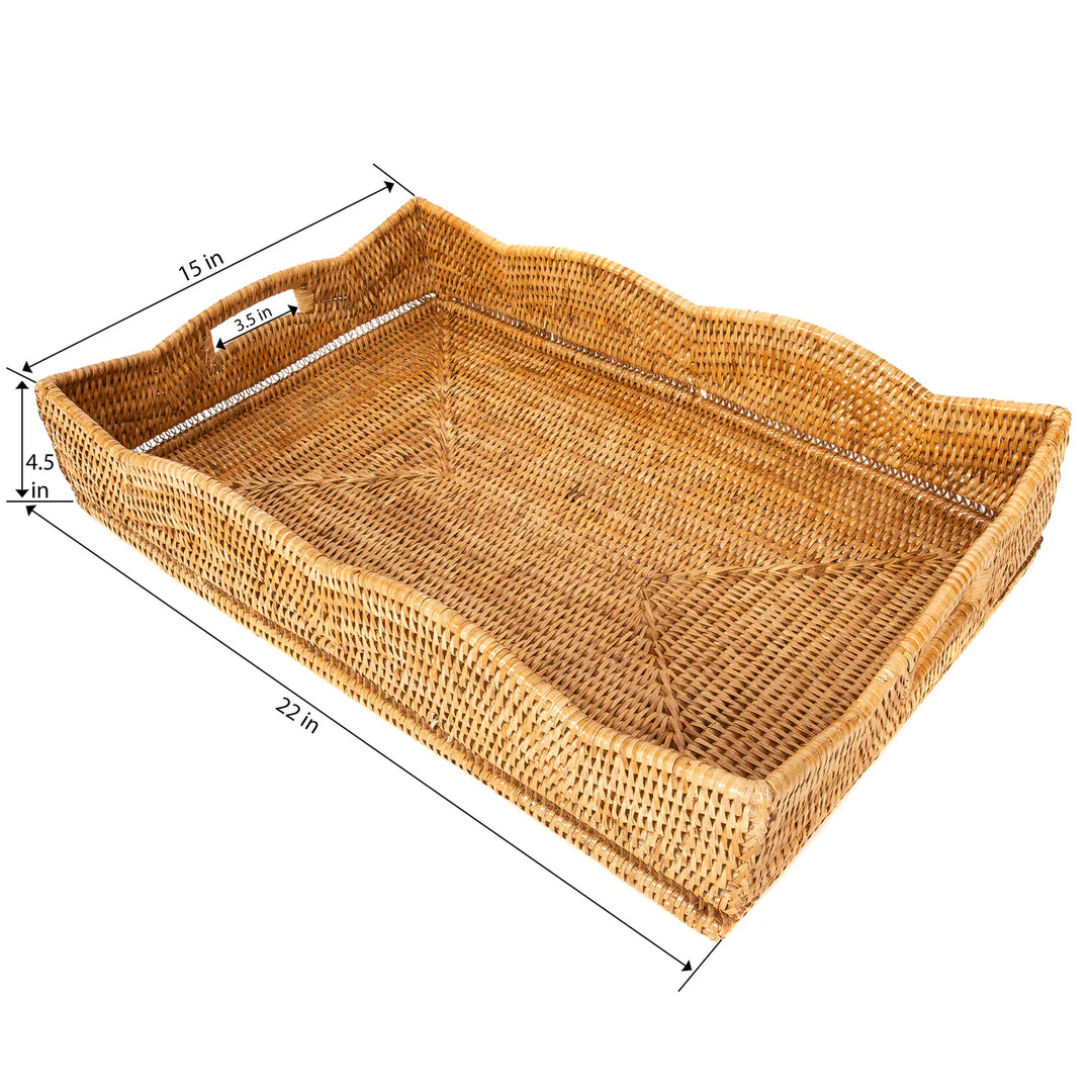 Scalloped Rattan Tray
