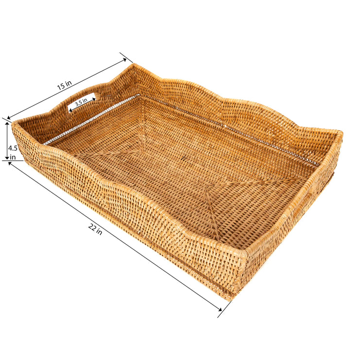 Scalloped Rattan Tray