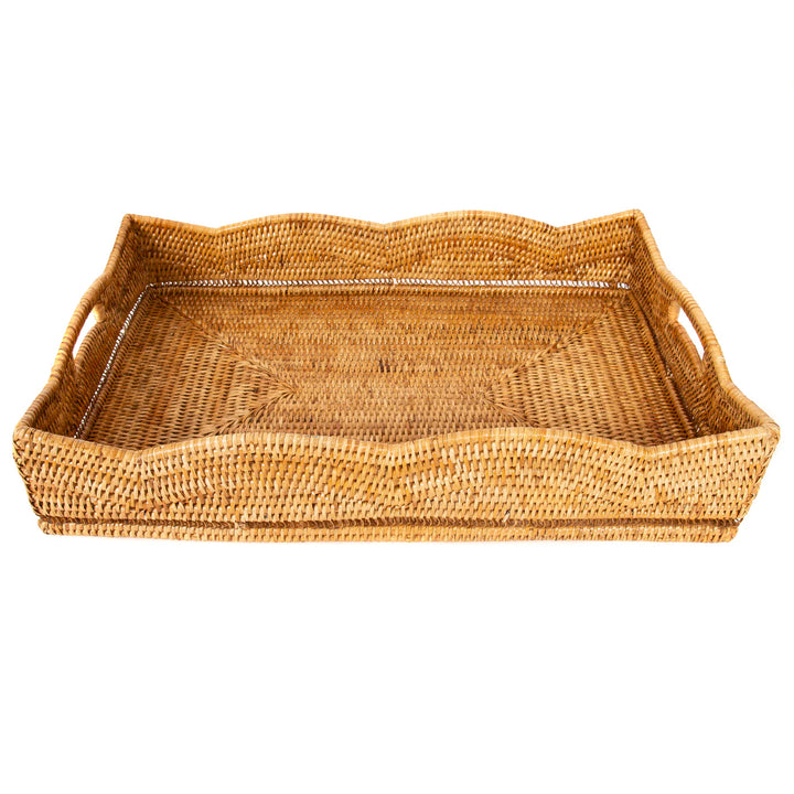 Scalloped Rattan Tray