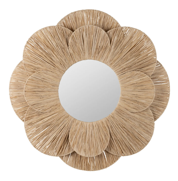 Raffia Round Mirror