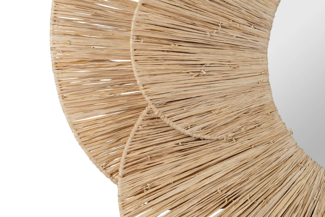 Raffia Round Mirror