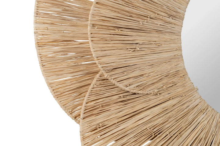 Raffia Round Mirror